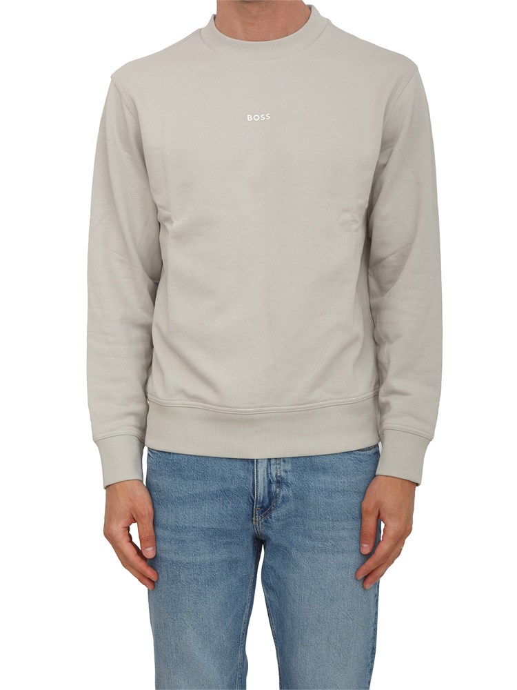 Felpa beige Boss uomo in cotone