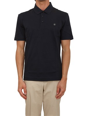 Polo blu BOSS uomo in cotone mercerizzato in UOMO
