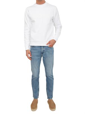 Felpa Boss uomo in cotone bianco logo bianco in UOMO