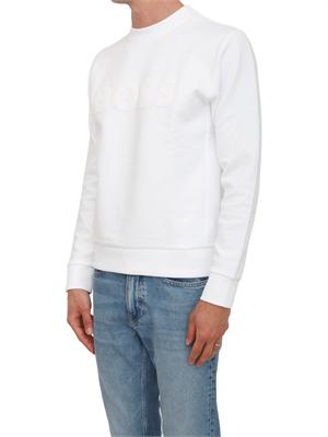 Felpa Boss uomo in cotone bianco logo bianco in UOMO