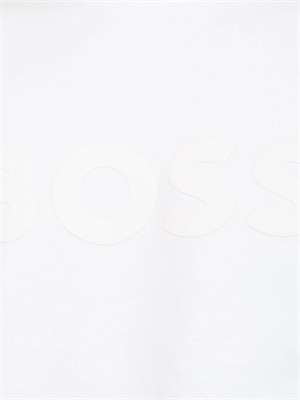 Felpa Boss uomo in cotone bianco logo bianco in UOMO