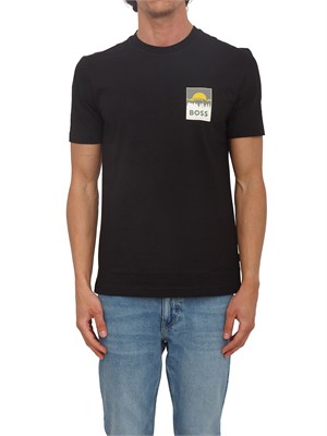 T-shirt BOSS uomo in cotone nero con logo in UOMO