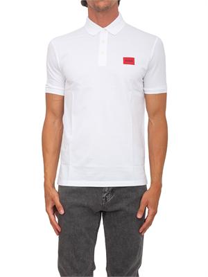BOSS Polo bianca Hugo uomo in cotone con logo in UOMO