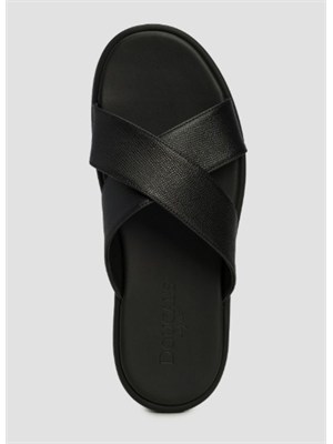 Ciabatte sandalo Doucal's uomo in pelle nera in UOMO