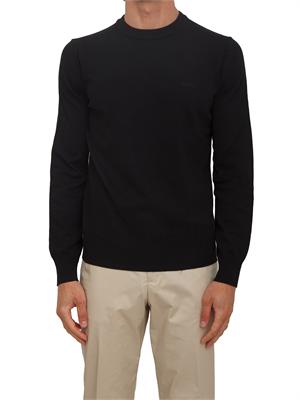 Maglia nera Boss uomo in cotone ricamo logo in UOMO