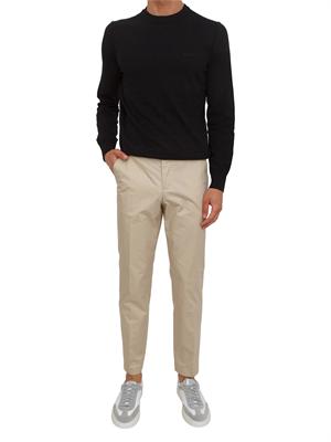 Maglia nera Boss uomo in cotone ricamo logo in UOMO