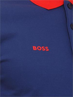 Polo BOSS uomo in cotone blu patch bandiera in UOMO