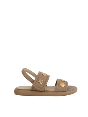 Sandali bassi Fiona Pinko in pelle taupe in DONNA