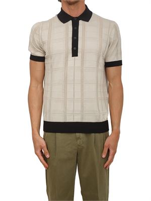 Polo beige Paolo Pecora in puro cotone lavorato e traforato in UOMO