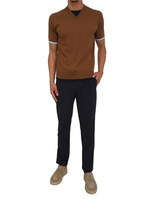 T-shirt Paolo Pecora in cotone marrone lavorato in maglia in UOMO