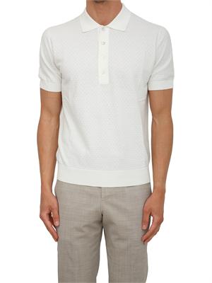 Polo bianca Paolo Pecora in maglia lavorata punto rombo in UOMO