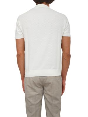 Polo bianca Paolo Pecora in maglia lavorata punto rombo in UOMO