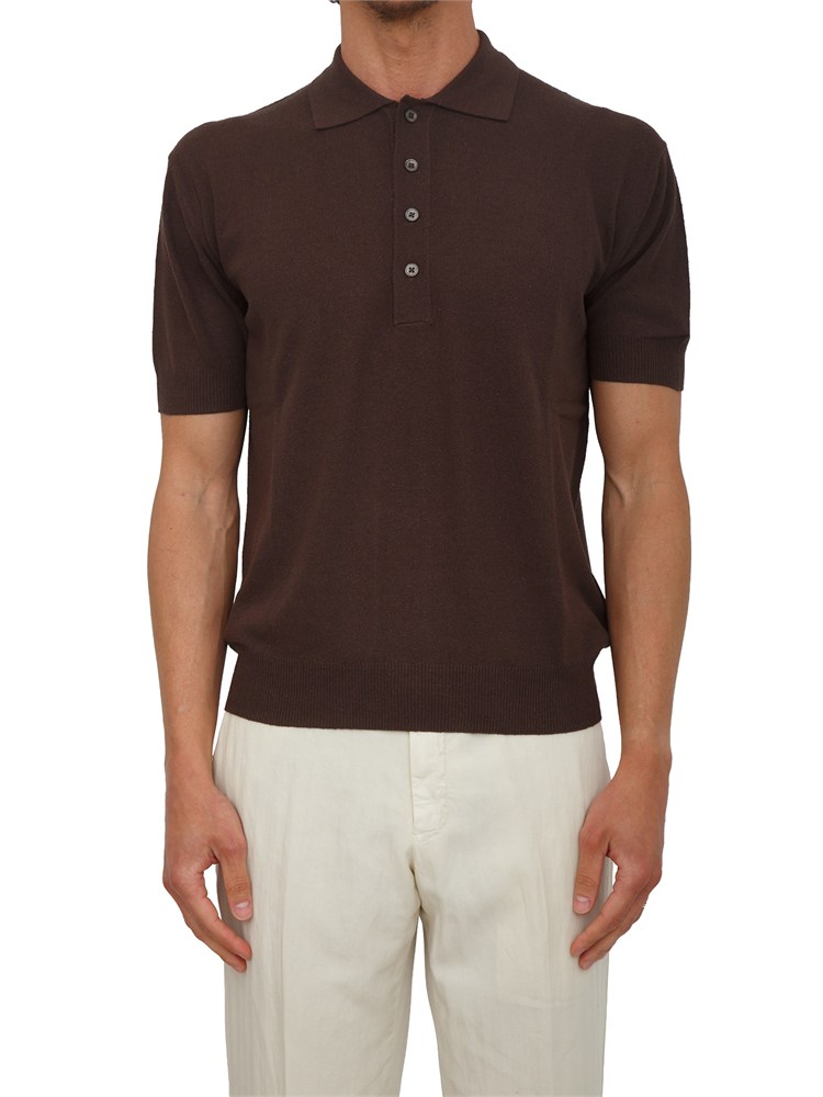 Polo marrone Paolo Pecora in cotone rasato