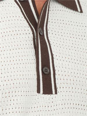 Maglia polo Paolo Pecora in seta bianca lavorazione crochet in UOMO