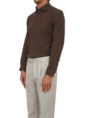 Camicia Paolo Pecora in cotone marrone in UOMO