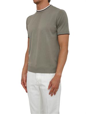 Maglia verde manica corta Paolo Pecora in cotone e seta in UOMO