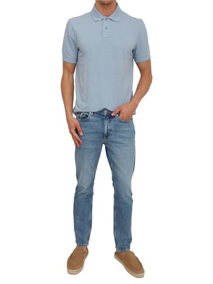 Polo azzurra BOSS uomo in piquÉ di cotone in UOMO