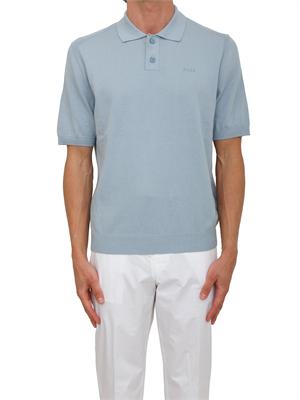 Maglia azzurra Boss uomo in cotone ricamo logo in UOMO