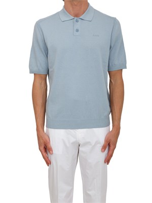 Maglia azzurra Boss uomo in cotone ricamo logo in UOMO