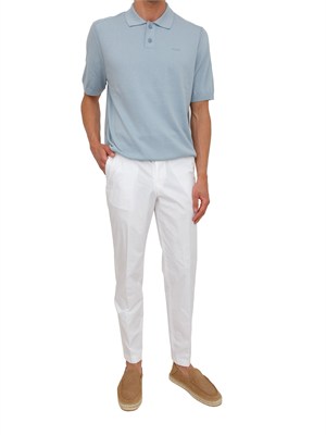 Maglia azzurra Boss uomo in cotone ricamo logo in UOMO