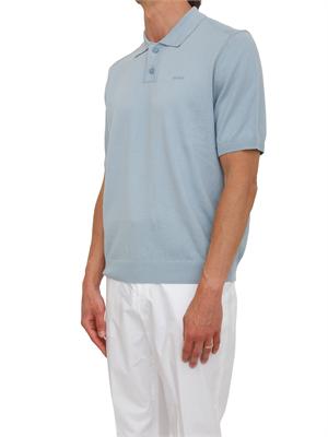 Maglia azzurra Boss uomo in cotone ricamo logo in UOMO