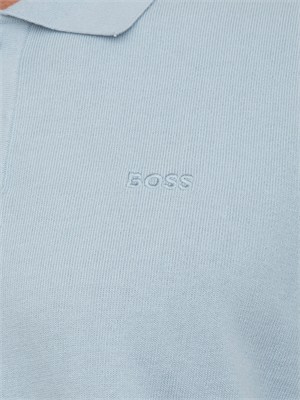 Maglia azzurra Boss uomo in cotone ricamo logo in UOMO