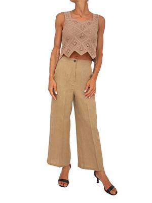 Pantalone EMMCLAVA Emme Marella in lino beige in DONNA
