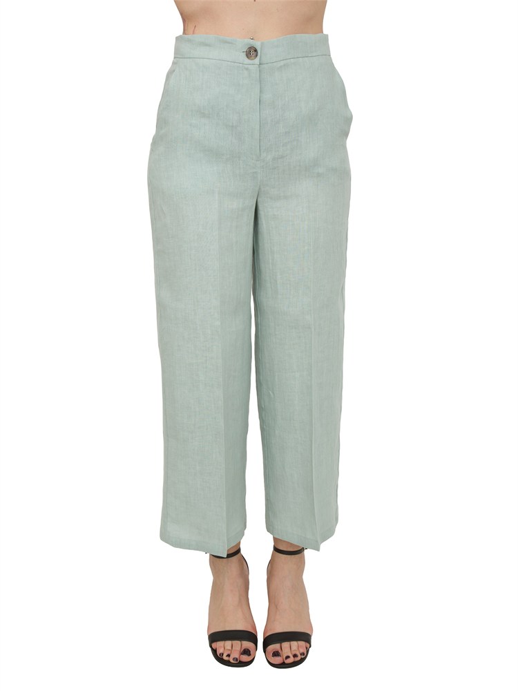 Pantalone EMMCLAVA Emme Marella in lino acquamarina