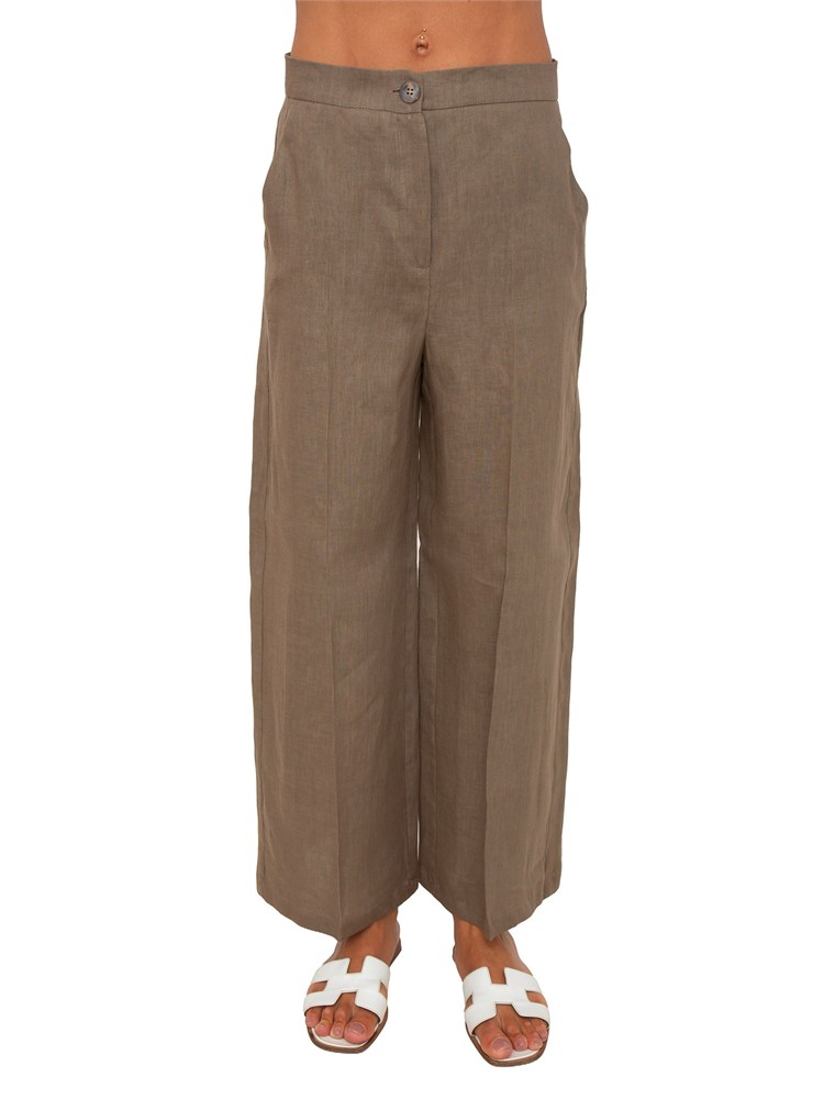 Pantalone EMMCLAVA Emme Marella in lino taupe