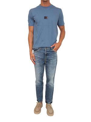 BOSS T-shirt HUGO uomo in cotone azzurro in UOMO