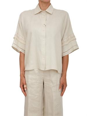 Camicia WKIPALA Max Mara Weekend in tela di puro lino beige in DONNA