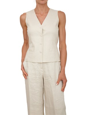 Gilet MSTCARNET Max Mara Studio in puro lino beige in DONNA