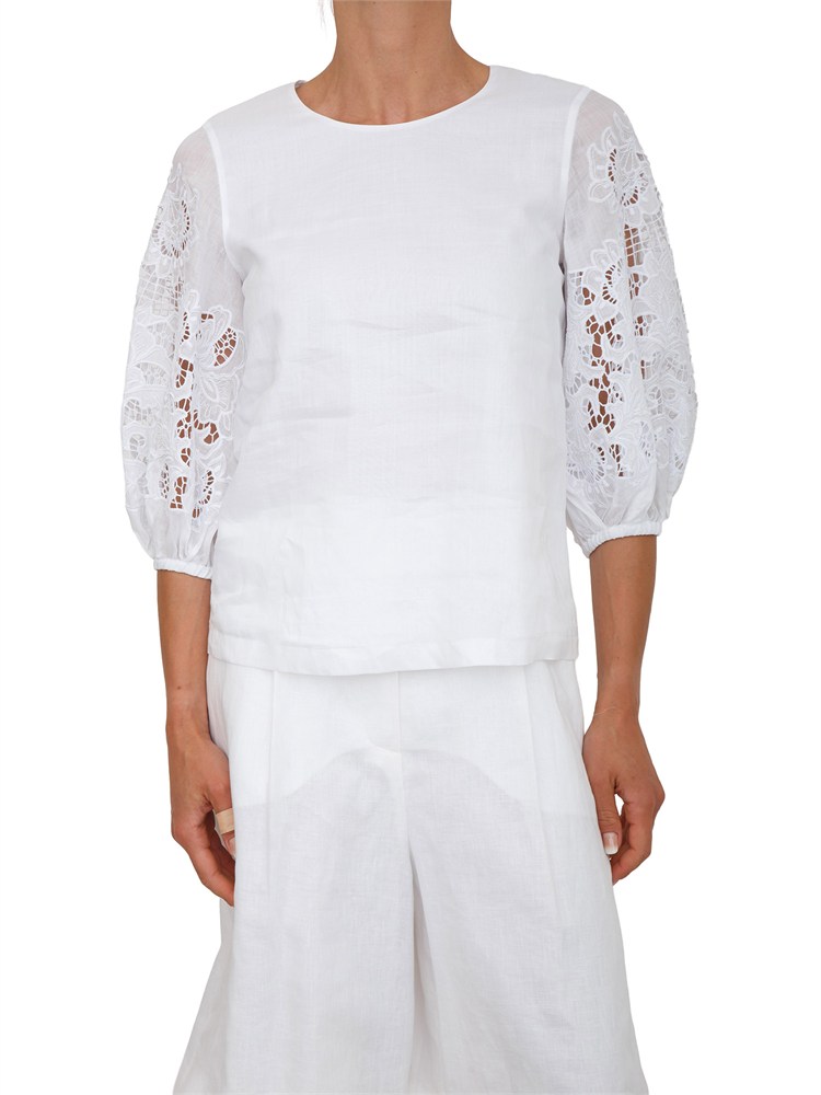 Blusa MSTORDINE Max Mara Studio in garza ramiÉ bianca