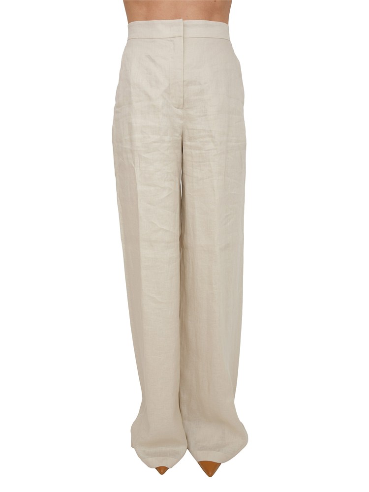 Pantalone MSTTAPIOCA Max Mara Studio in lino beige
