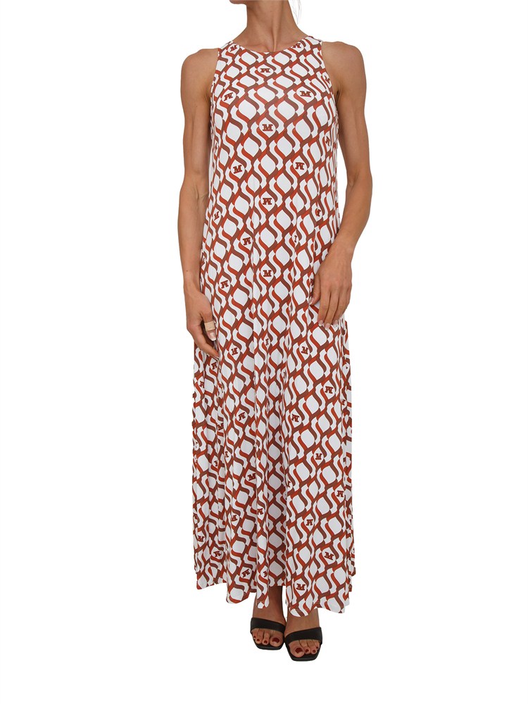 Abito fantasia rossa marrone BCHPASTE Max Mara Beachwear in viscosa