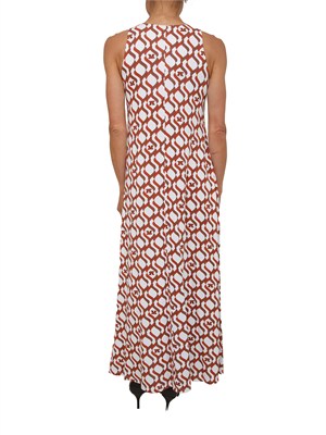 Abito fantasia rossa marrone BCHPASTE Max Mara Beachwear in viscosa in DONNA