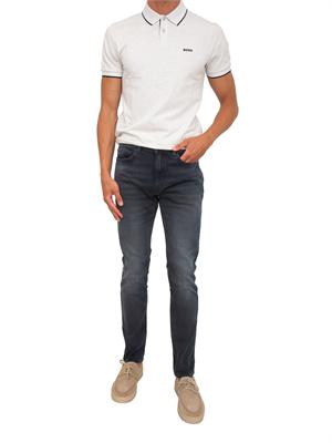 Polo Boss uomo in cotone elasticizzato grigio con profili in UOMO