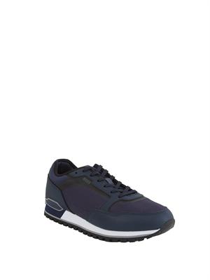 Sneakers Boss uomo in pelle e tessuto tecnico blu in UOMO