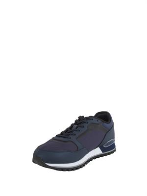 Sneakers Boss uomo in pelle e tessuto tecnico blu in UOMO