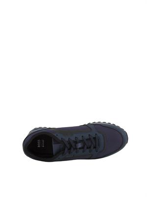 Sneakers Boss uomo in pelle e tessuto tecnico blu in UOMO
