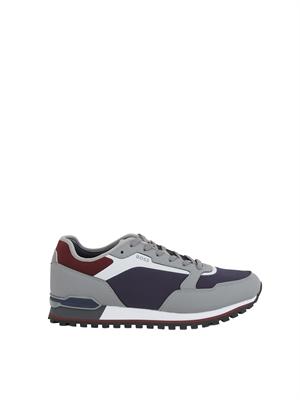 Sneakers Boss uomo in pelle e tessuto tecnico blu in UOMO