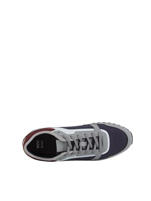 Sneakers Boss uomo in pelle e tessuto tecnico blu in UOMO