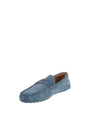 Mocassini Boss uomo in pelle scamosciata azzurra in UOMO