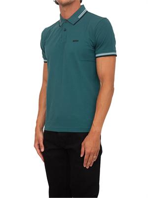 Polo Boss uomo in cotone petrolio con contrasti in UOMO