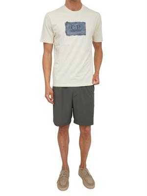 T-shirt C.P. Company in cotone beige ricamo logo in UOMO