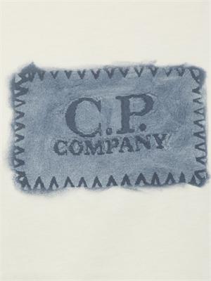T-shirt C.P. Company in cotone beige ricamo logo in UOMO