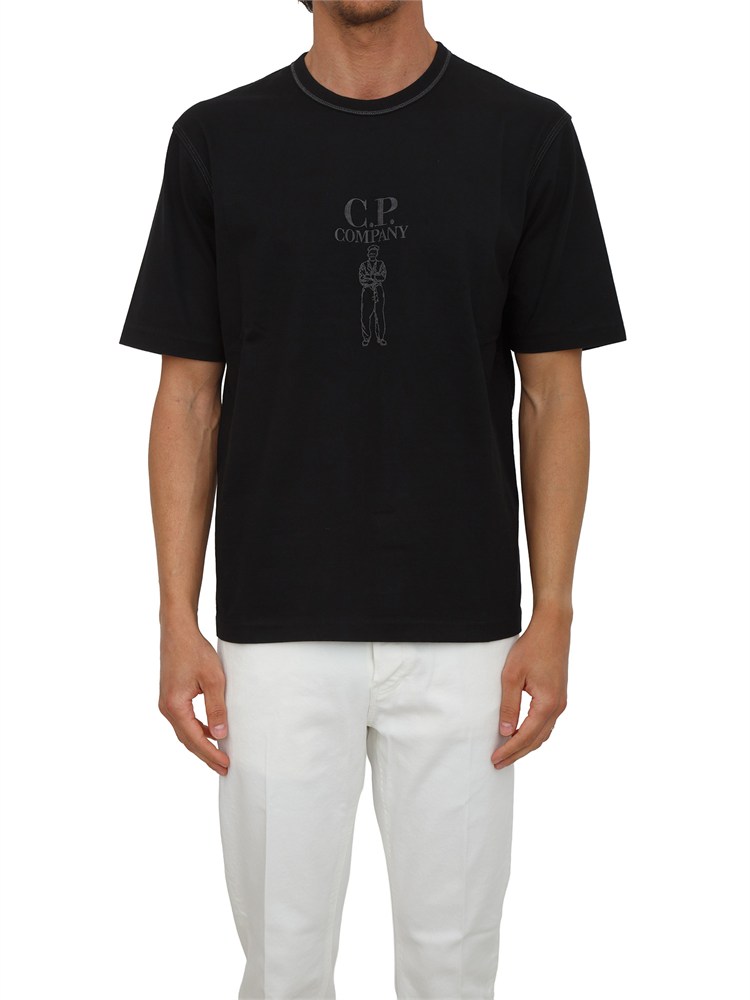 T-shirt C.P. Company in cotone nero con logo