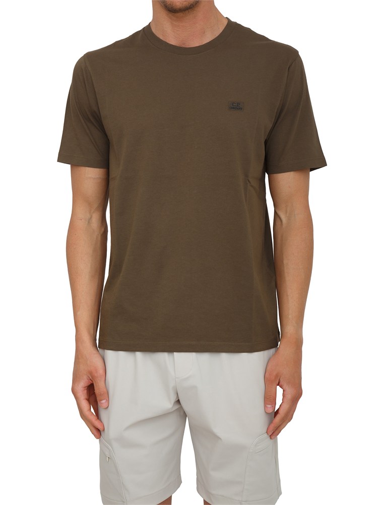 T-shirt C.P. Company in cotone verde kaki con logo