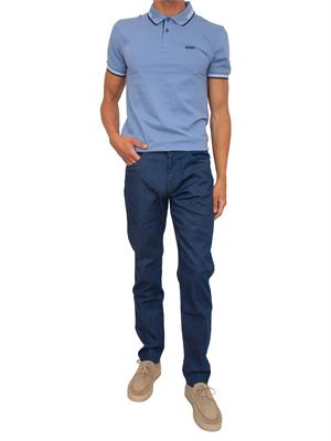 Polo Boss uomo in cotone azzurro inserti a contrasto in UOMO