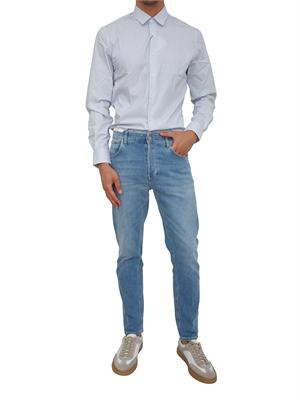 Camicia Liu Jo uomo in cotone azzurro microfantasia in UOMO